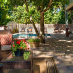 outdoor courtyard and pool