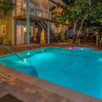 outdoor pool at dusk